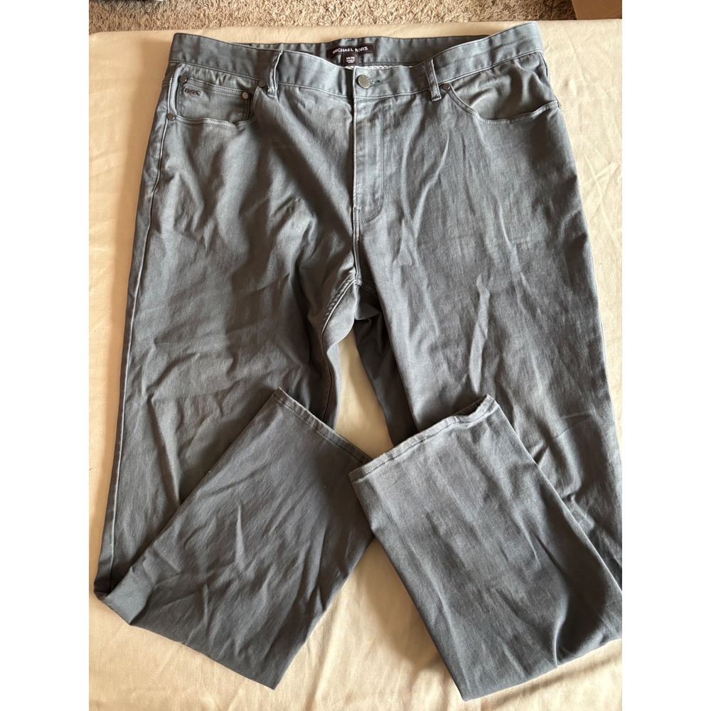 Michael Kors Mens Gray Tailored Fit Stretch Cotton Five Pocket Pants 36x30